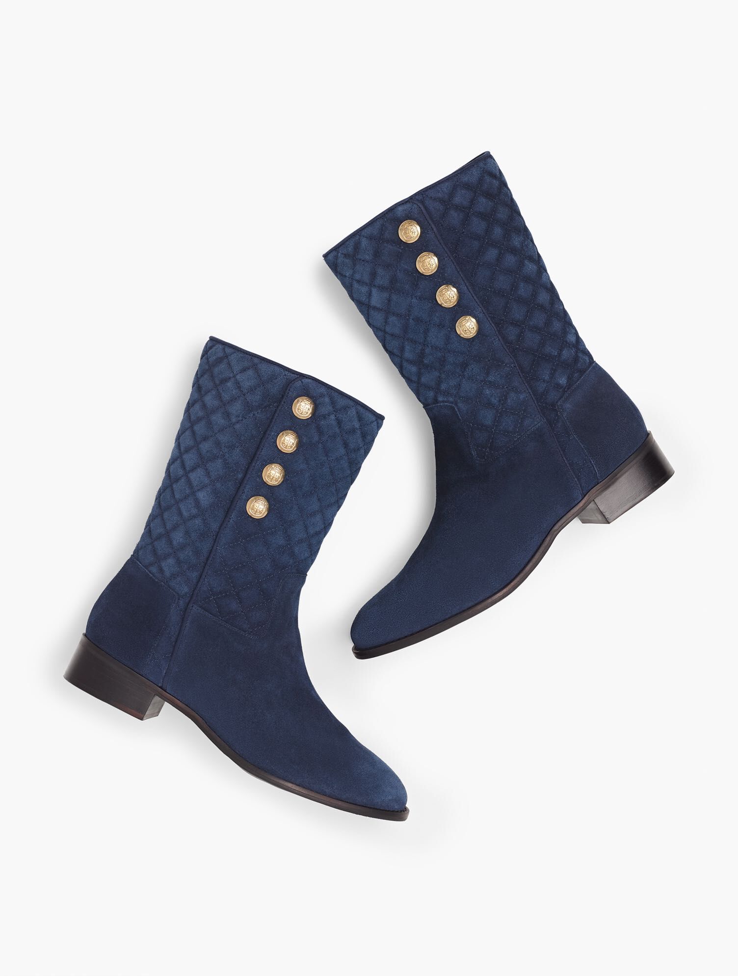 Tish Quilted Mid-Calf Boots - Suede