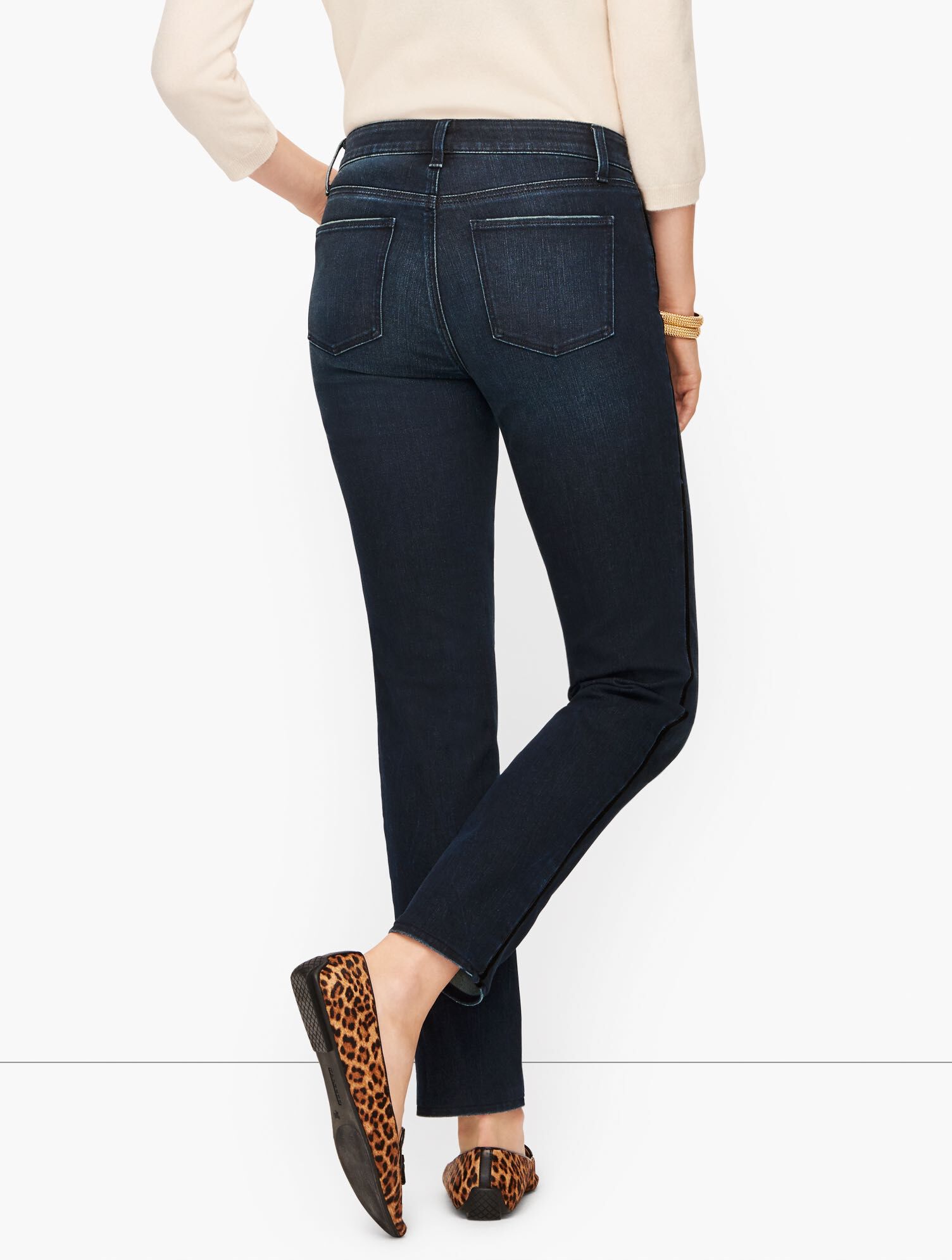 Slim Ankle Jeans - Black Velvet Trim