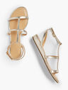 Daisy Gladiator Micro-Wedge Sandals - Metallic