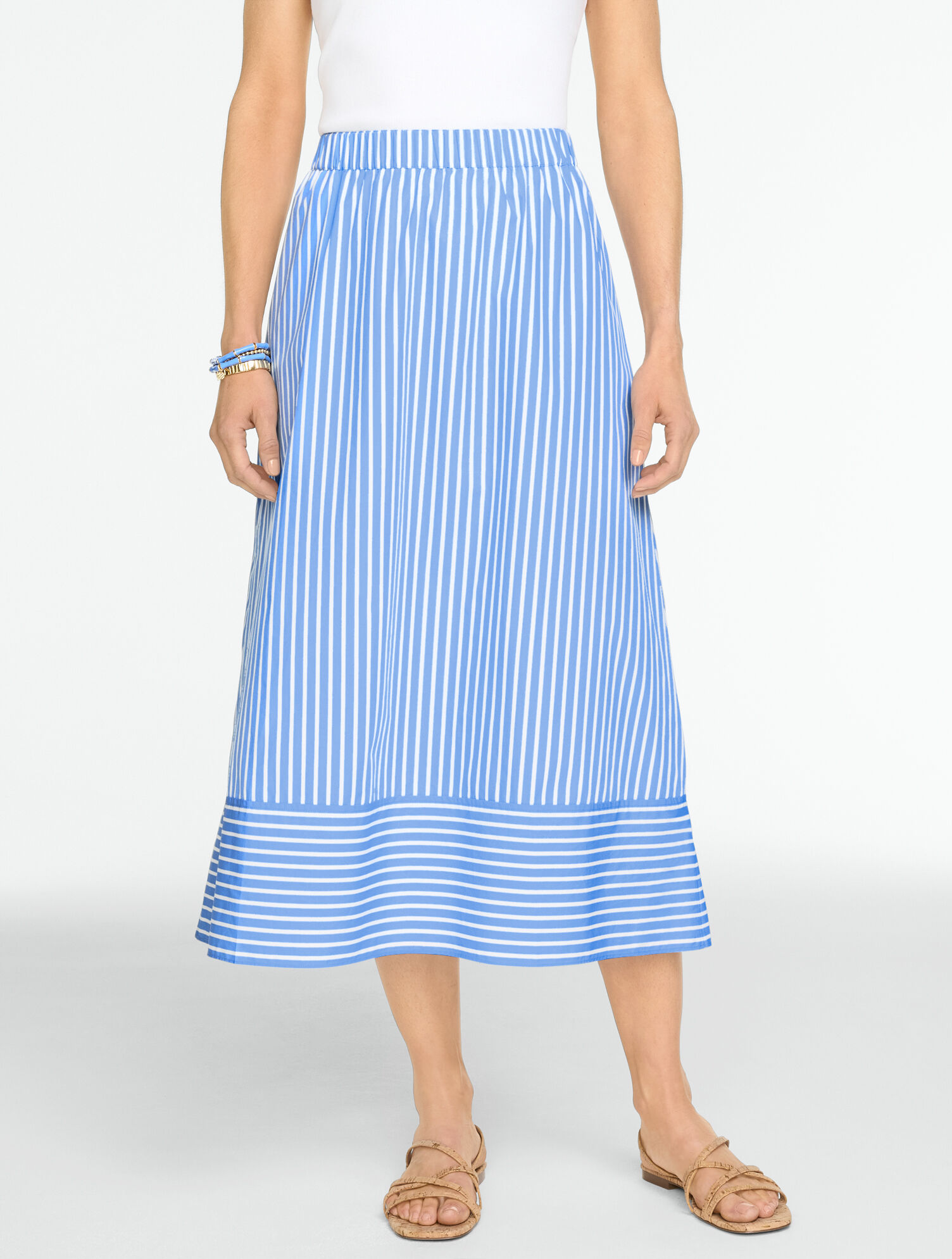 Poplin Fit &amp; Flare Skirt - Breezy Way Stripe