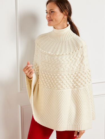 Plus Exclusive Cable Knit Poncho
