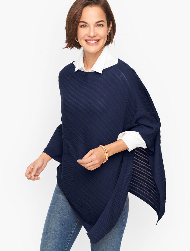 Texture Rib Asymmetrical Poncho