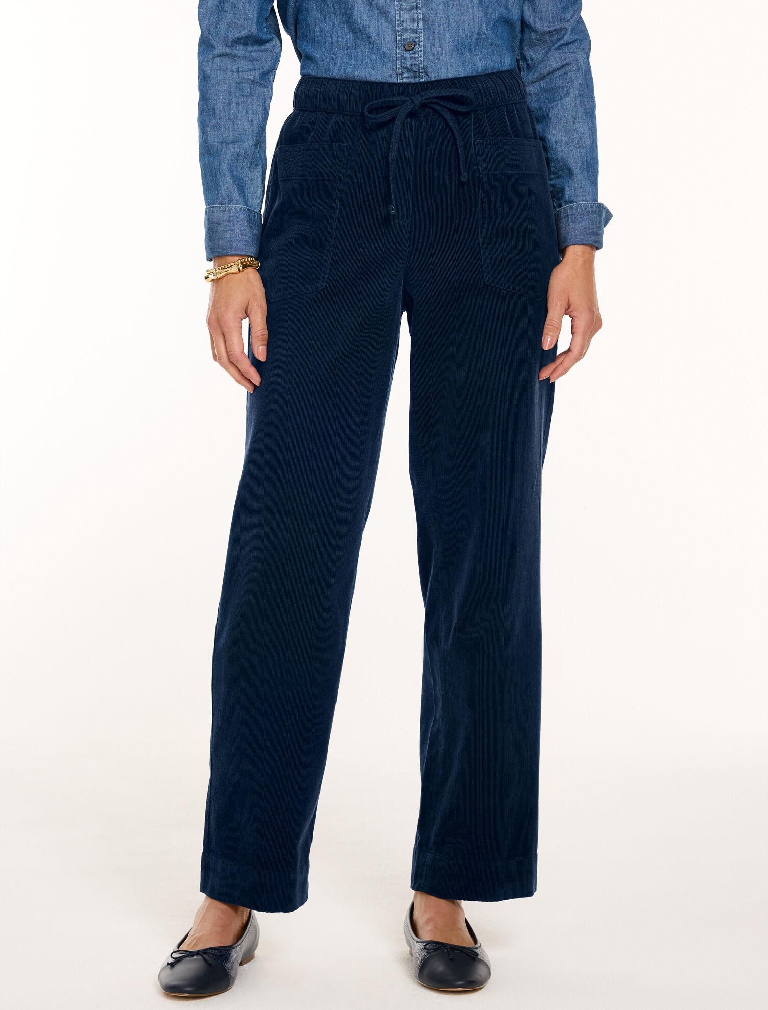 Corduroy Straight Leg Pull-on Pants