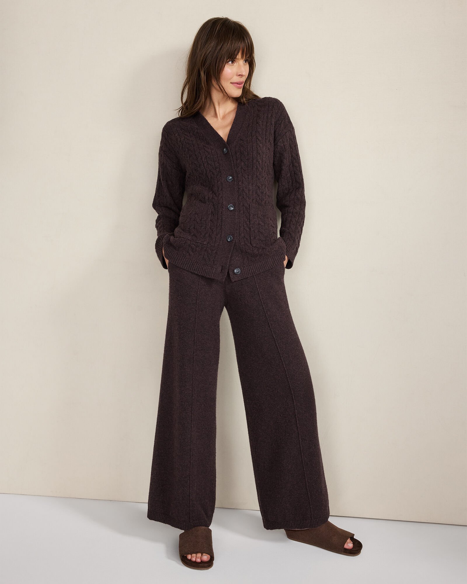 Organic Cotton Blend Gradient Cable Cardigan