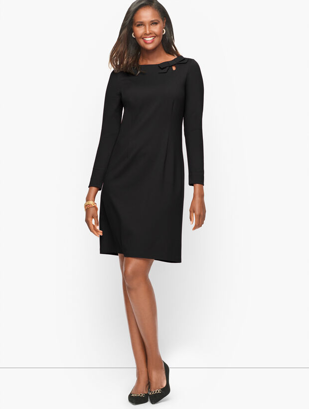 Bow Detail Ponte Knit A-Line Dress | Talbots Bow Detail Ponte Knit A-Line Dress | Talbots
