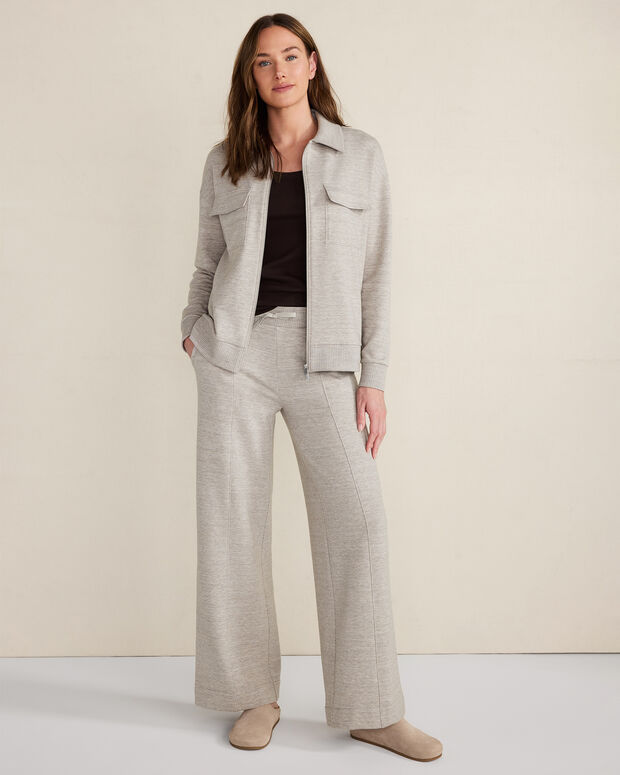 Trend4us Cozy Fleece-Lined High-Waisted Wide-Leg Pants