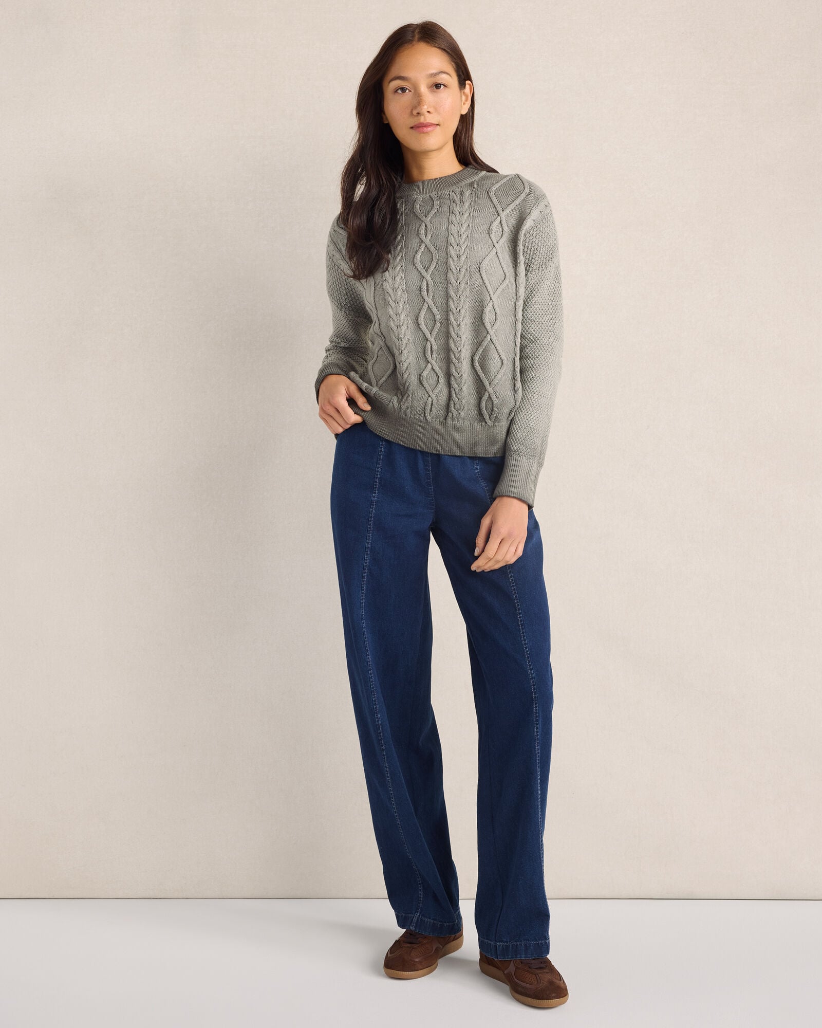Cotton Cable Knit Gradient Dye Sweater