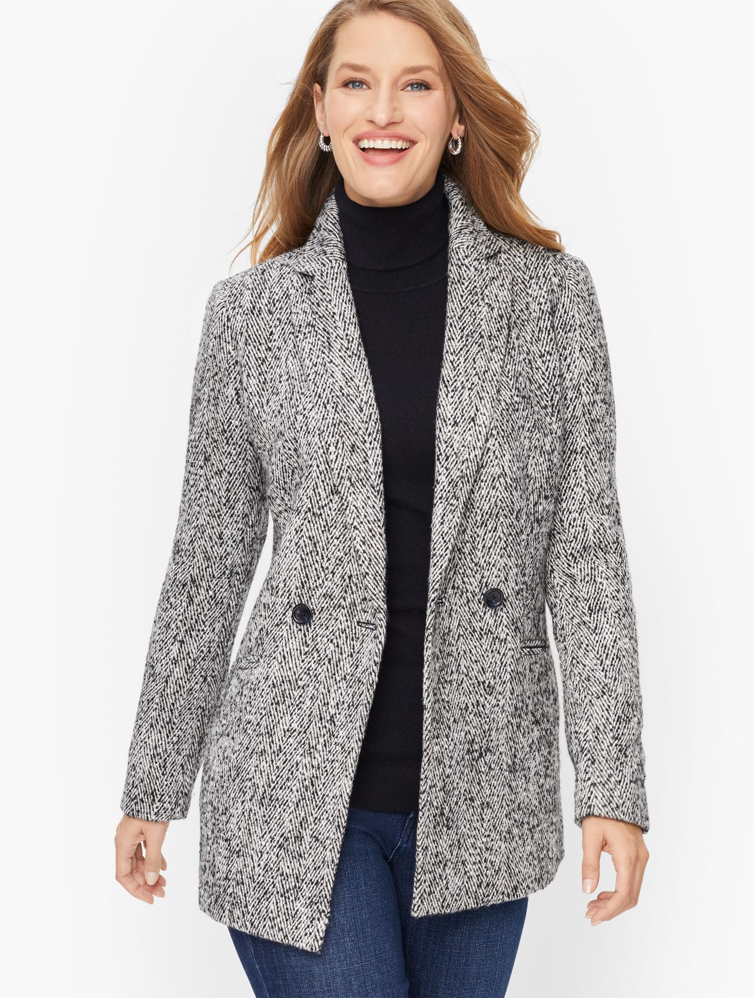 Double Breasted Herringbone Blazer