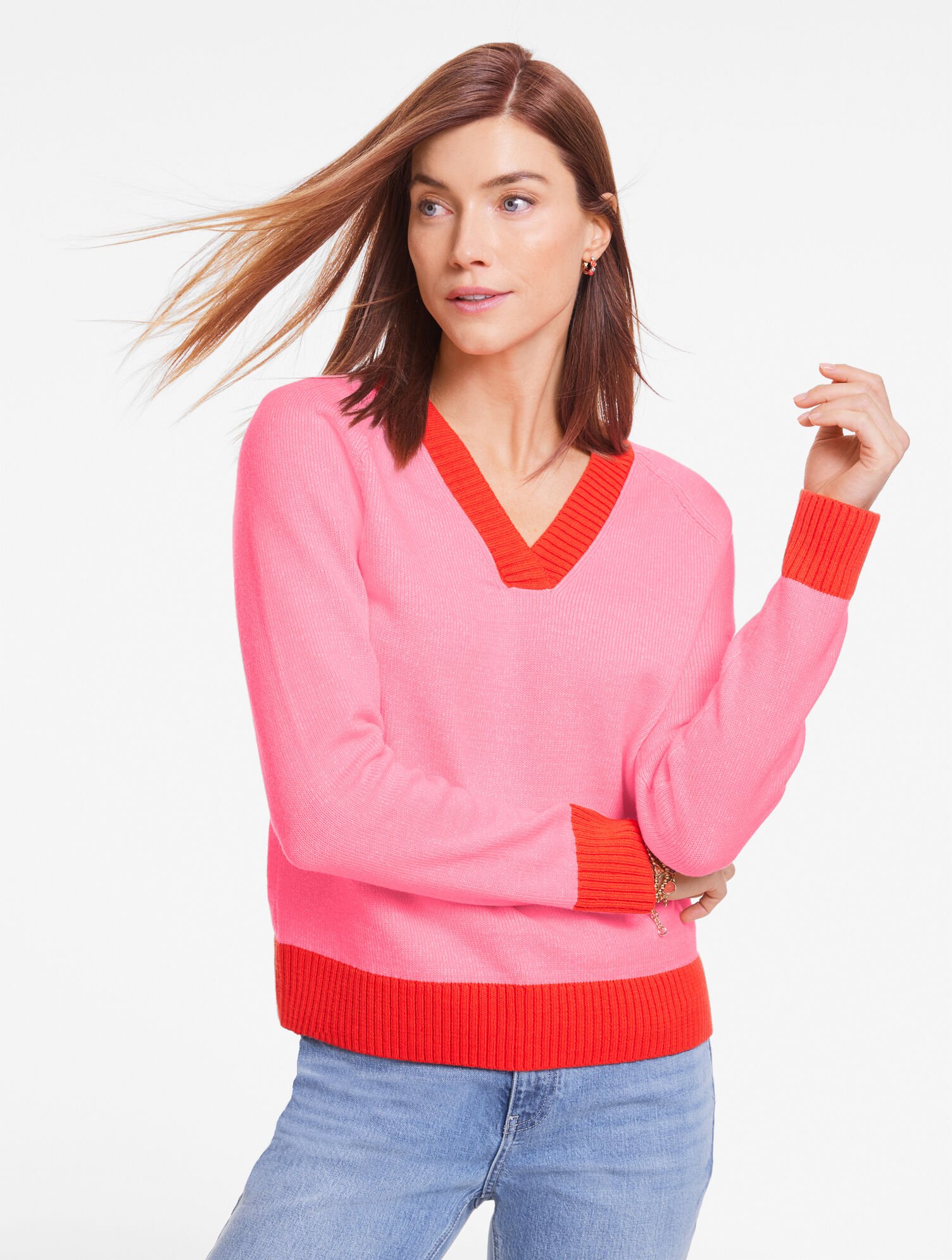 Colorblock V-neck Sweater