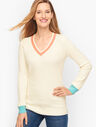 Tipped V-Neck Sweater
