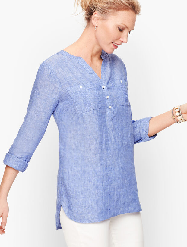 Linen Pintuck Popover - Cross Dyed