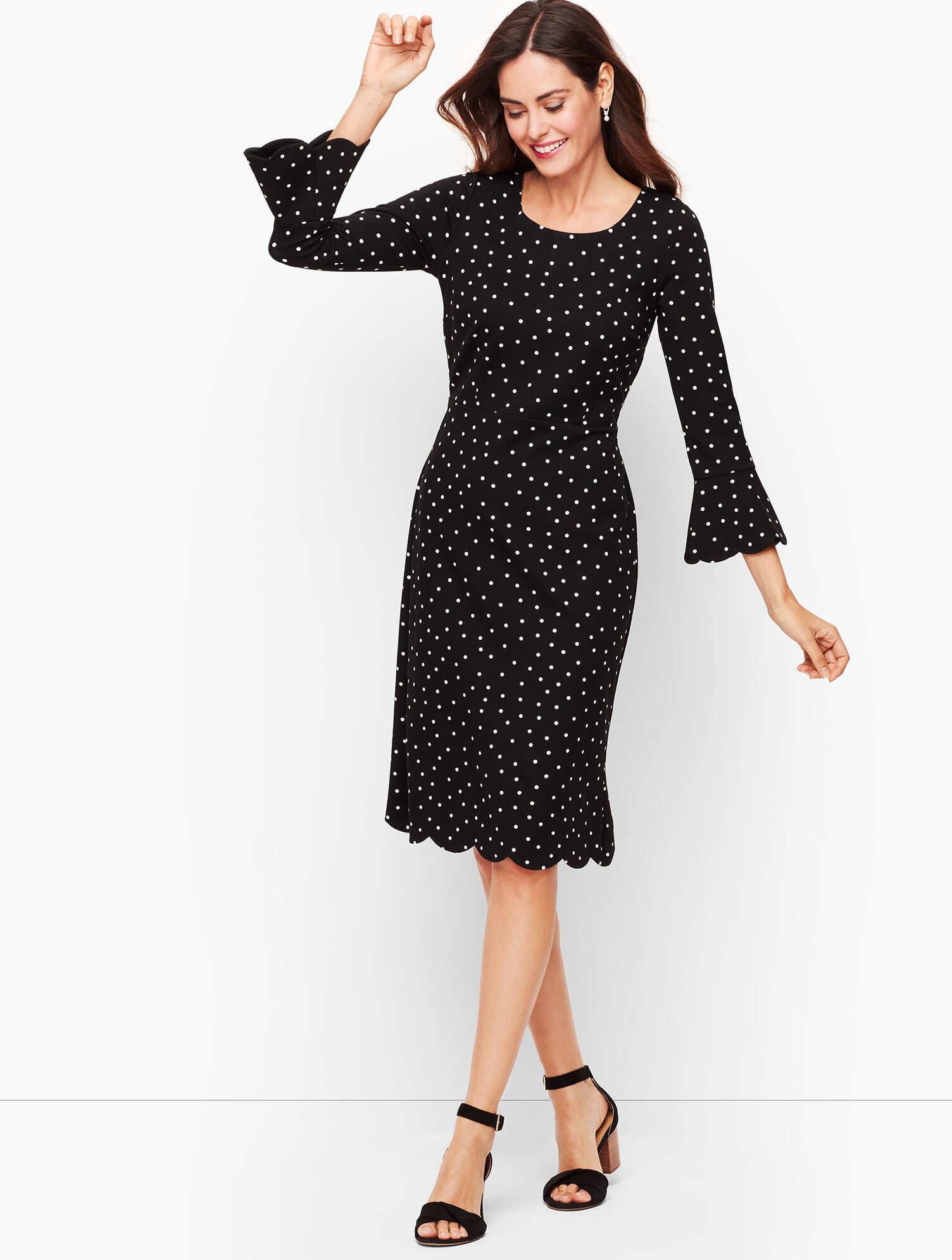 Dot Scallop Sleeve A-Line Dress | Talbots Dot Scallop Sleeve A-Line Dress | Talbots