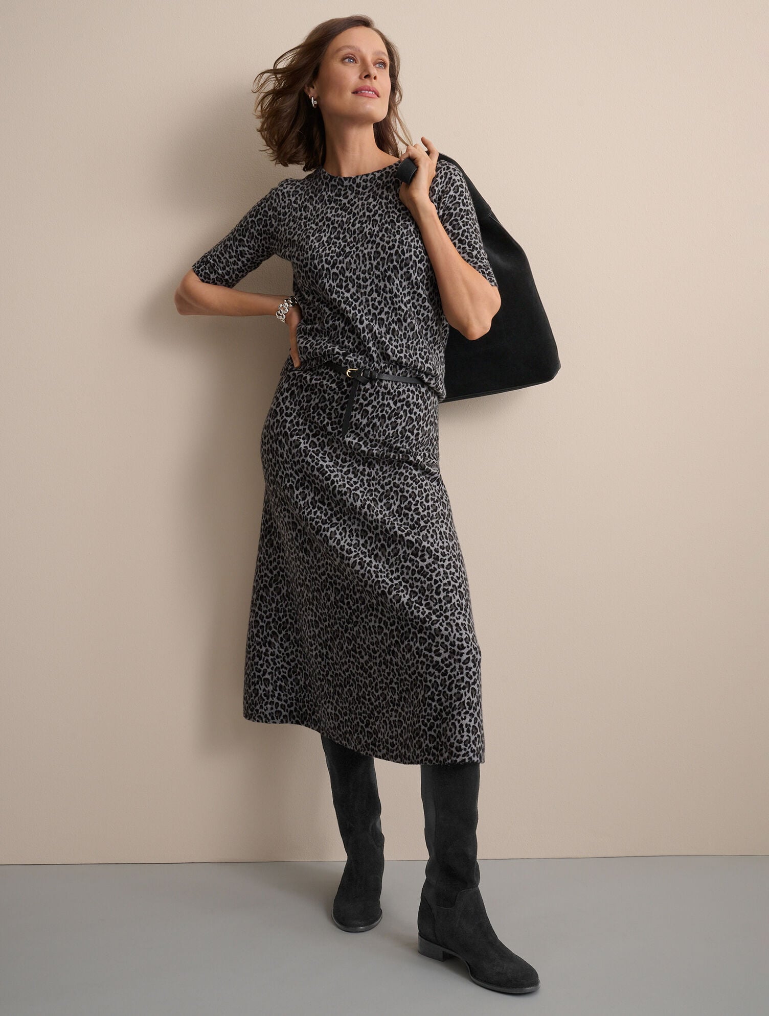 Knit Midi Skirt - Fabulous Leopard - thumbnail 3
