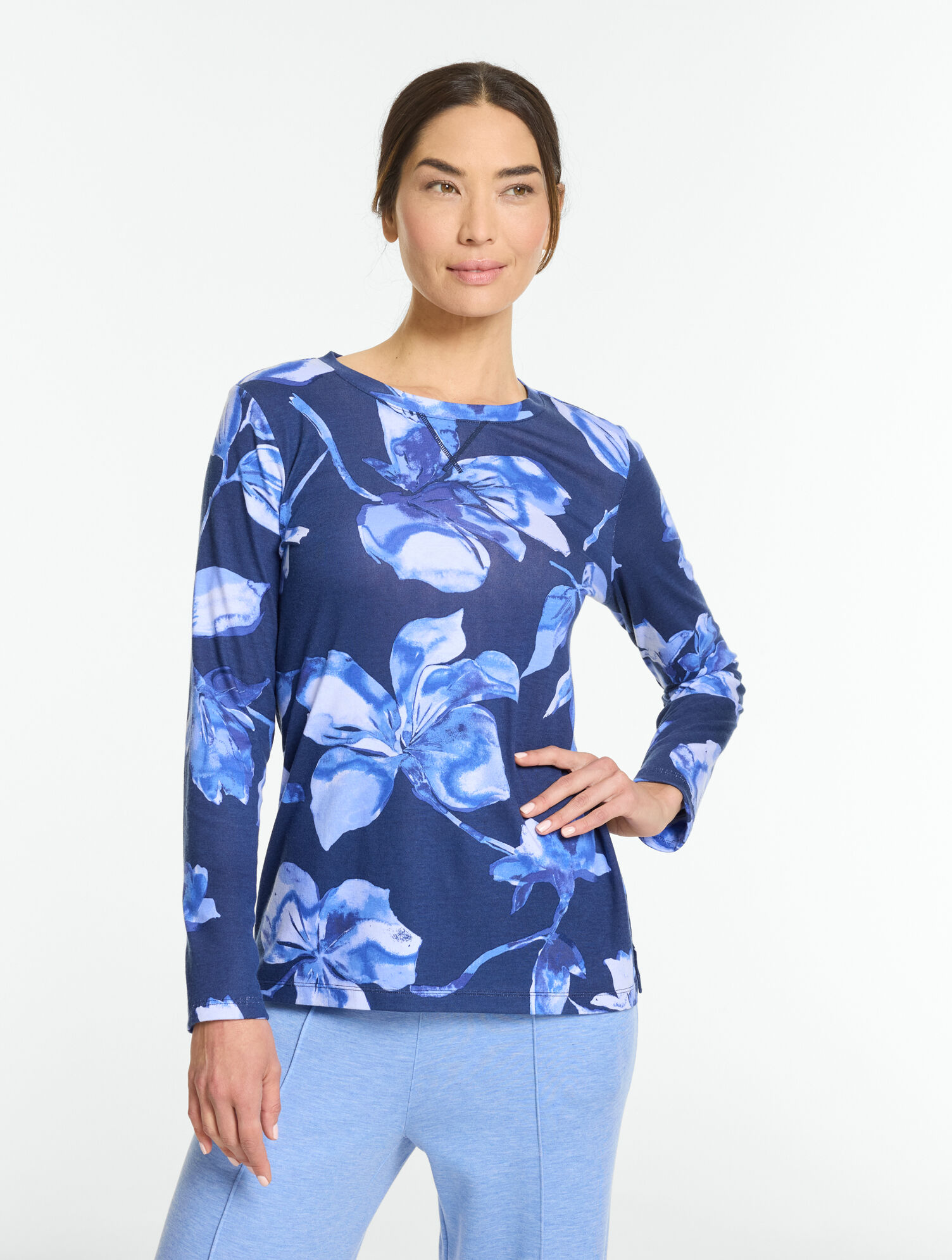 Supersoft Jersey Long Sleeve Crewneck Tee - Brushed Floral