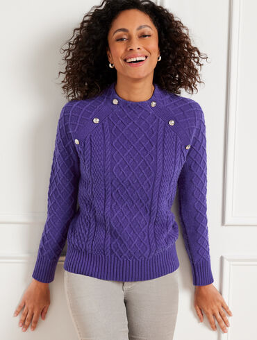 Mockneck Cable Knit Sweater
