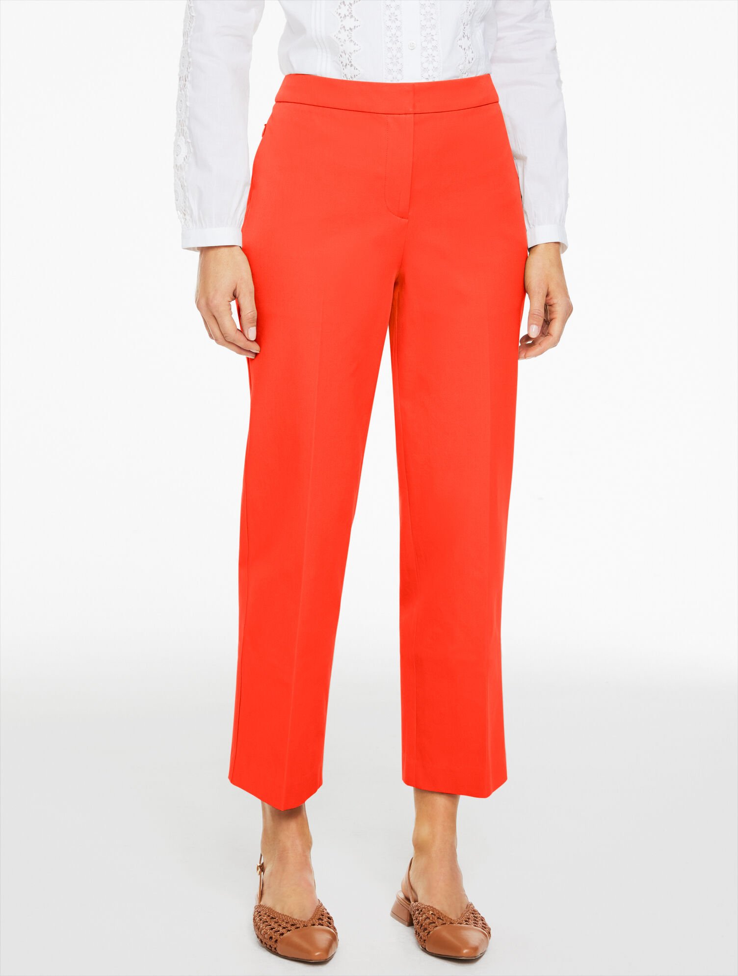Straight Ankle Cotton Bi-Stretch Pants