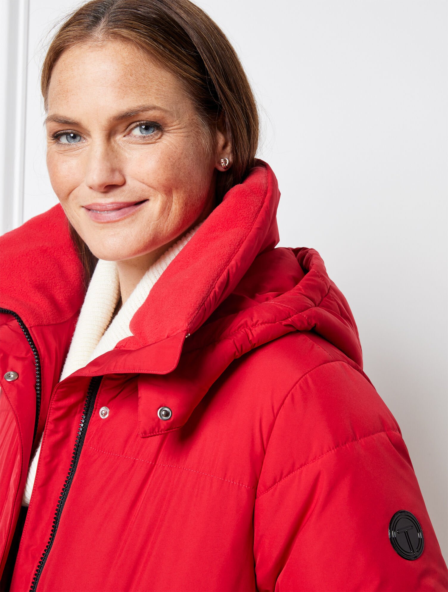 Fleece-Lined Hooded Quilted Puffer Coat Talbots
