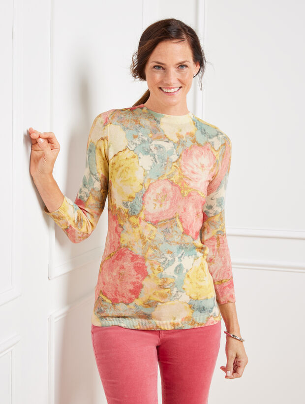 Audrey Cashmere Sweater - Blurred Floral