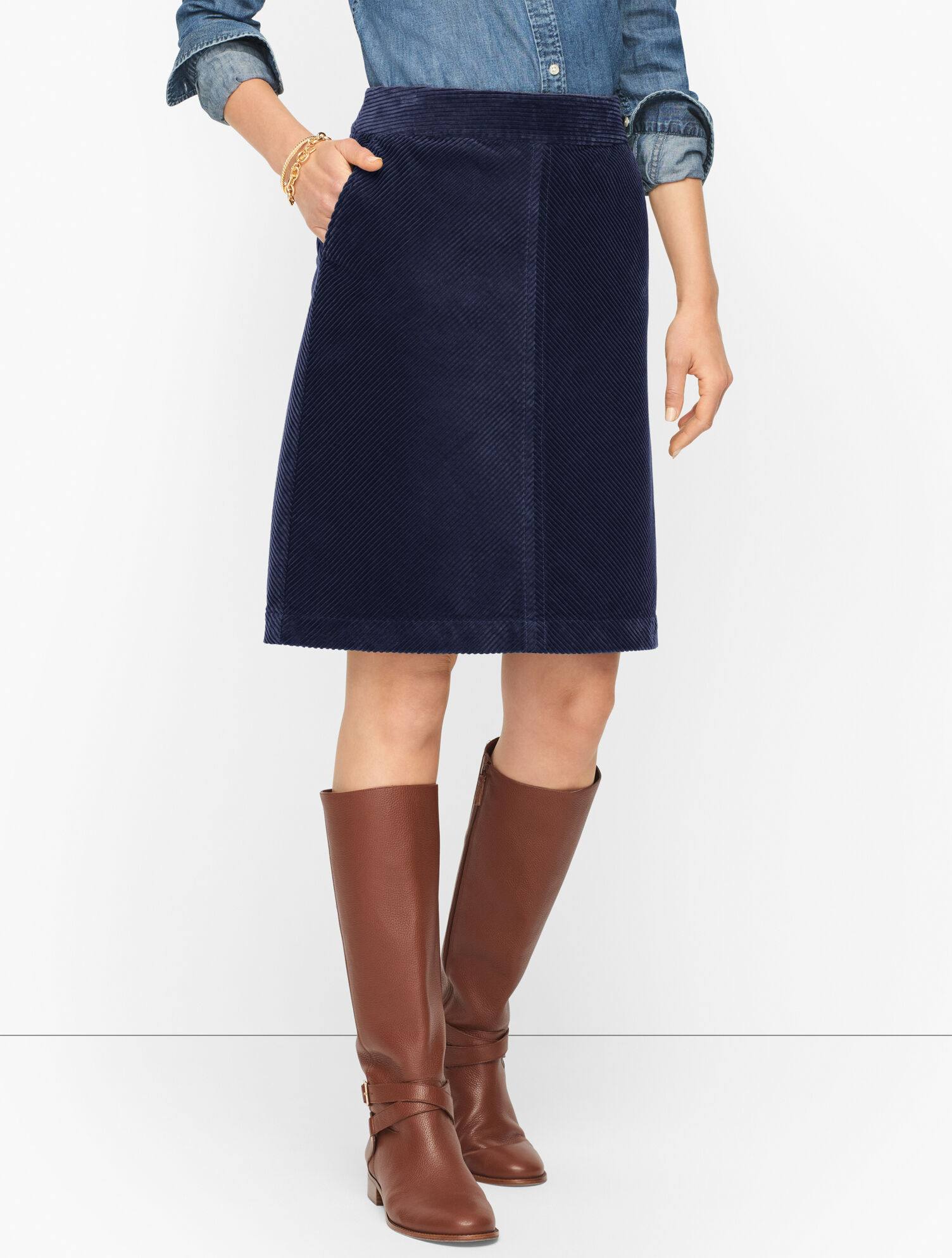 Cotton Corduroy A-Line Skirt