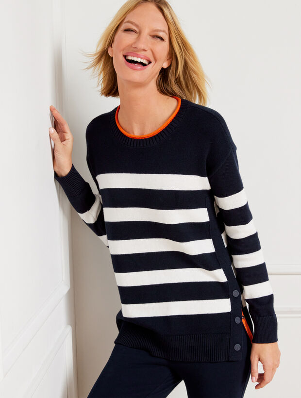 Coolmax® Crewneck Sweater - Bicolor Stripe | Talbots