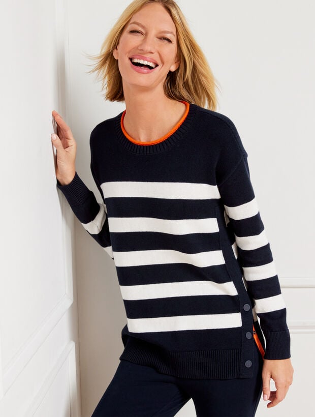 Coolmax&reg; Crewneck Sweater - Bicolor Stripe