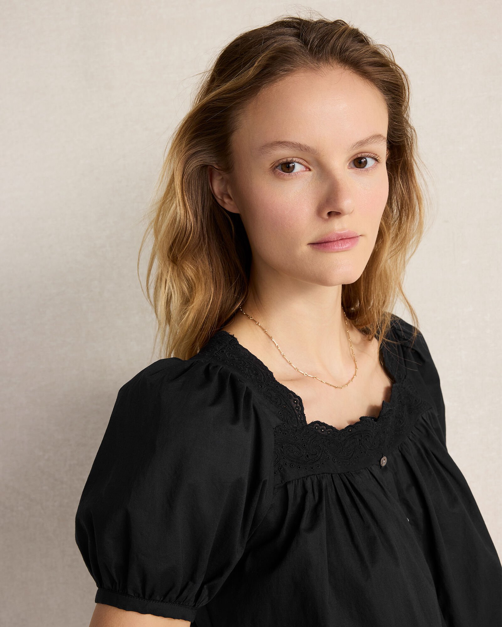 Organic Cotton Poplin Embroidered Top
