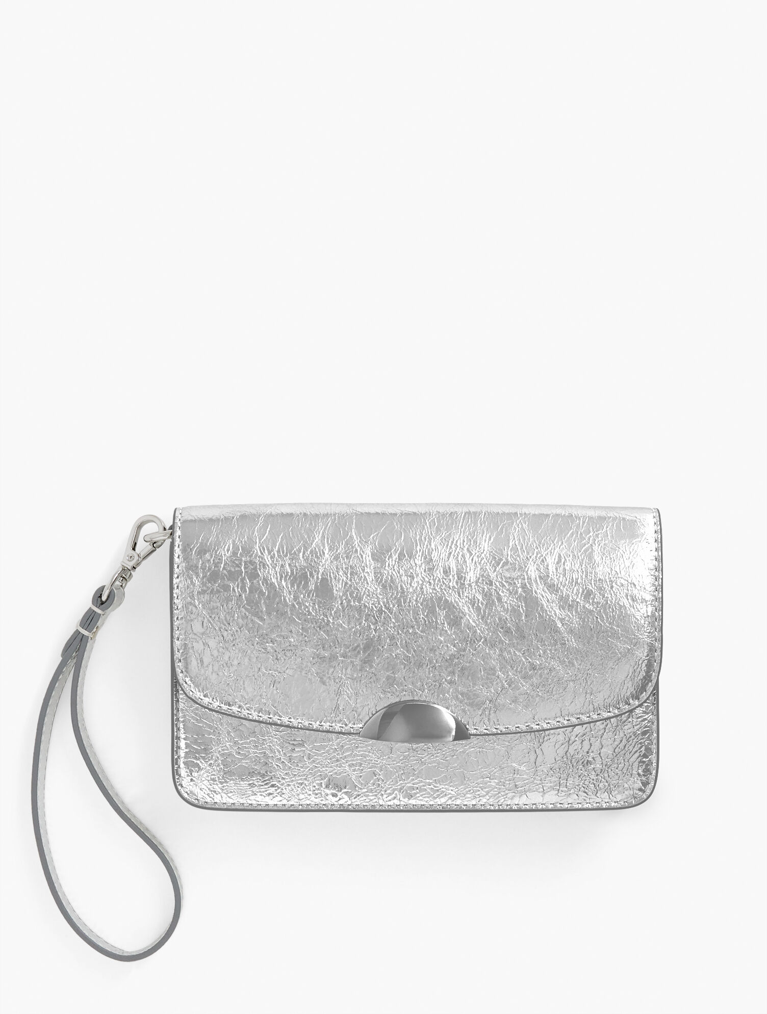 Crinkle Metallic Leather Wristlet Talbots