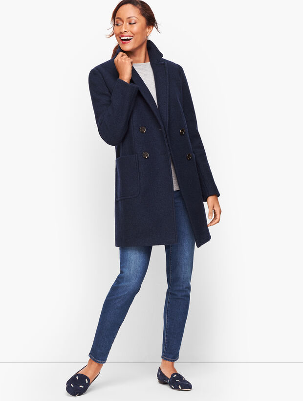 Boiled Wool Double Breasted Coat