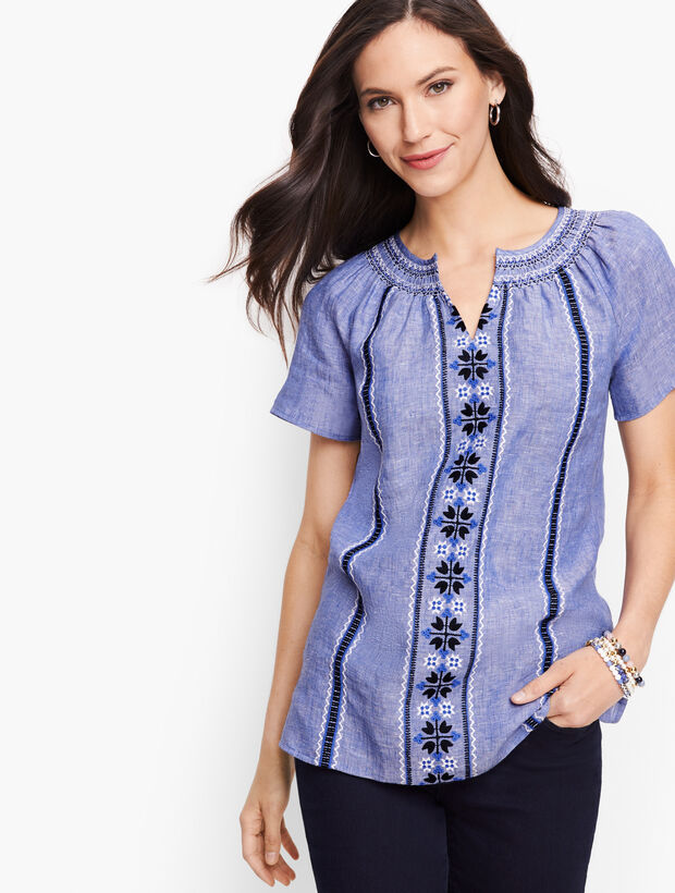 Embroidered Raglan Sleeve Top