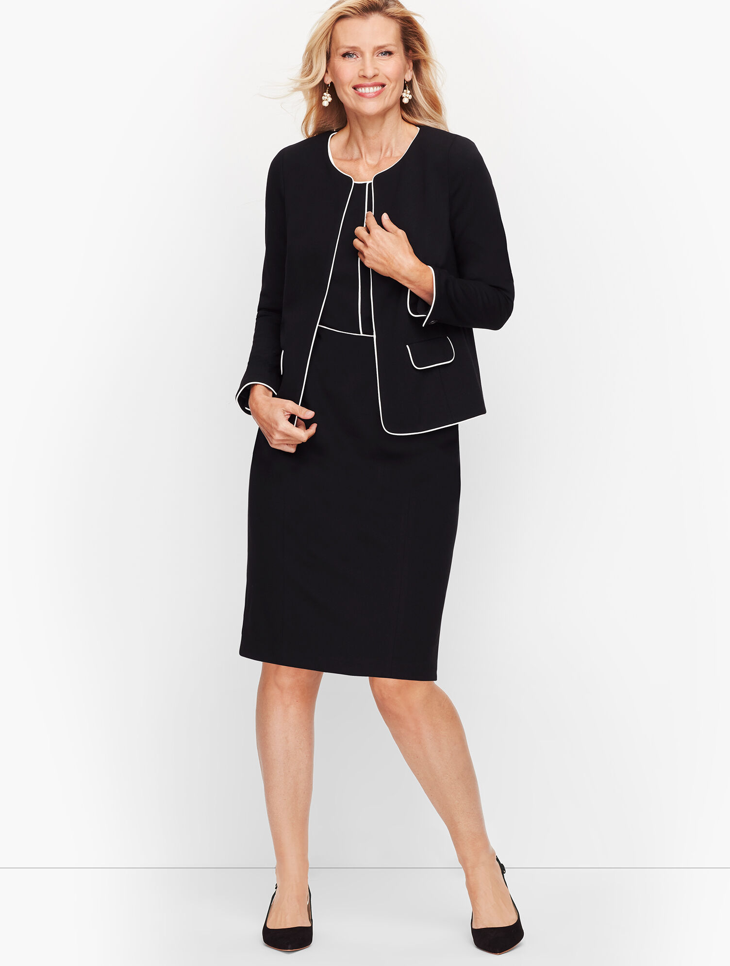 Italian Luxe Knit Tipped Jacket | Talbots