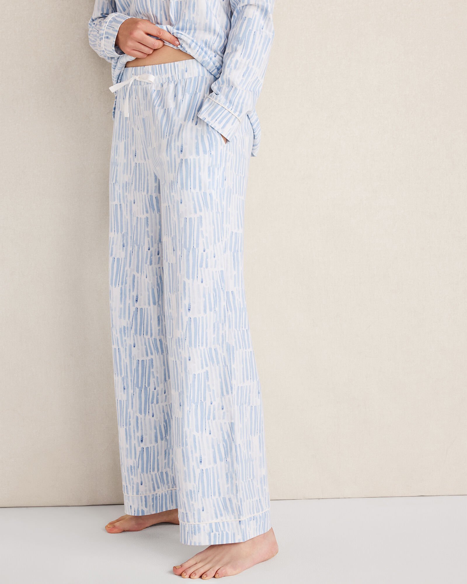 Organic Cotton Jersey Watercolor Wave Pajama Pants