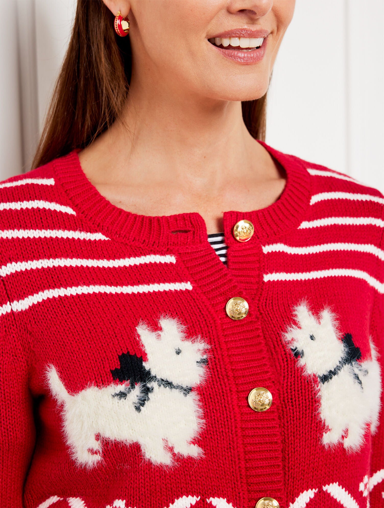 Pull De Noël Rouge Heartworks Fille 5/6 Ans - Scottish Terrier Coeurs - Vintage