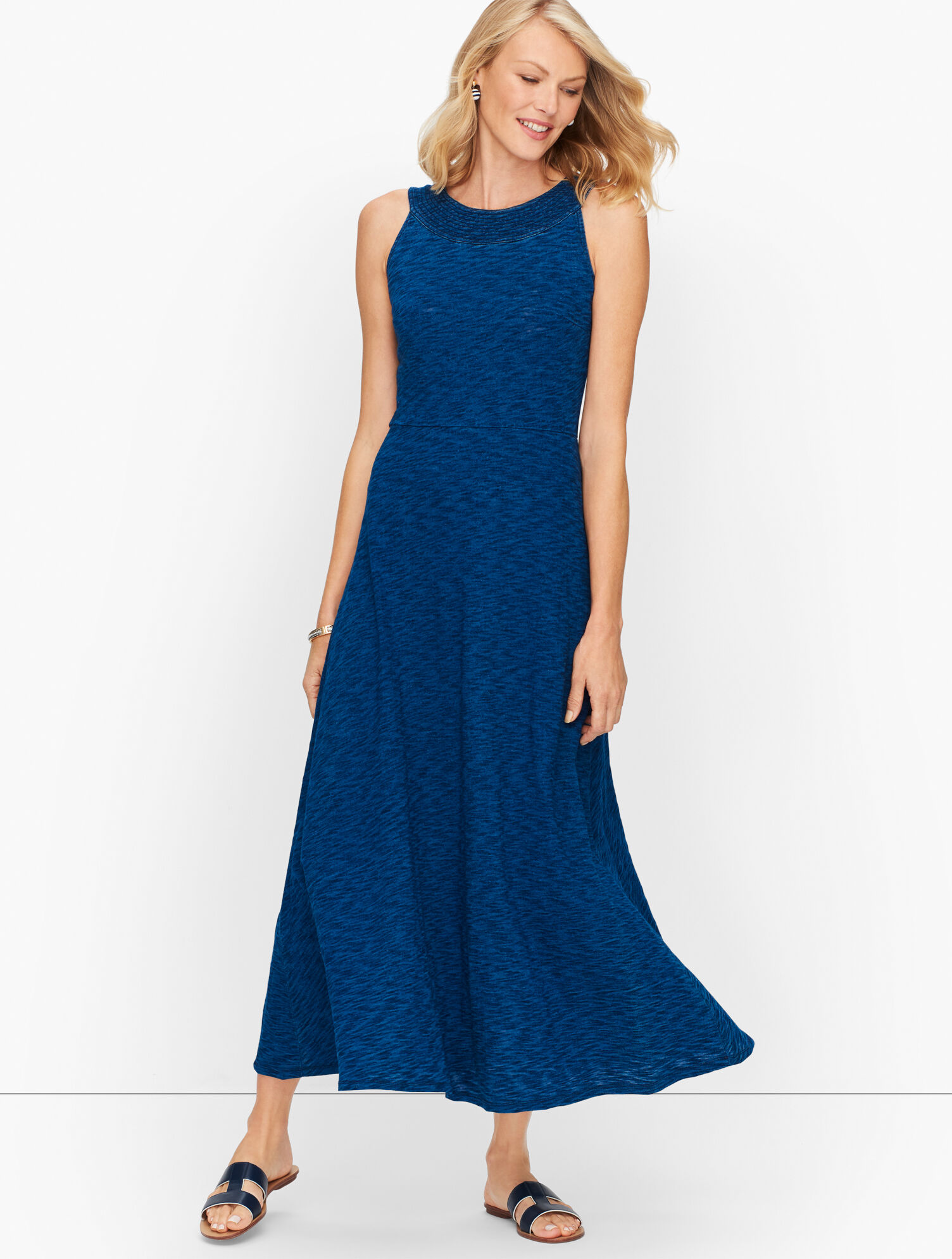 chinese dress ladies Women's Bohemian Blue Cotton T-Back Maxi Dress main image 1