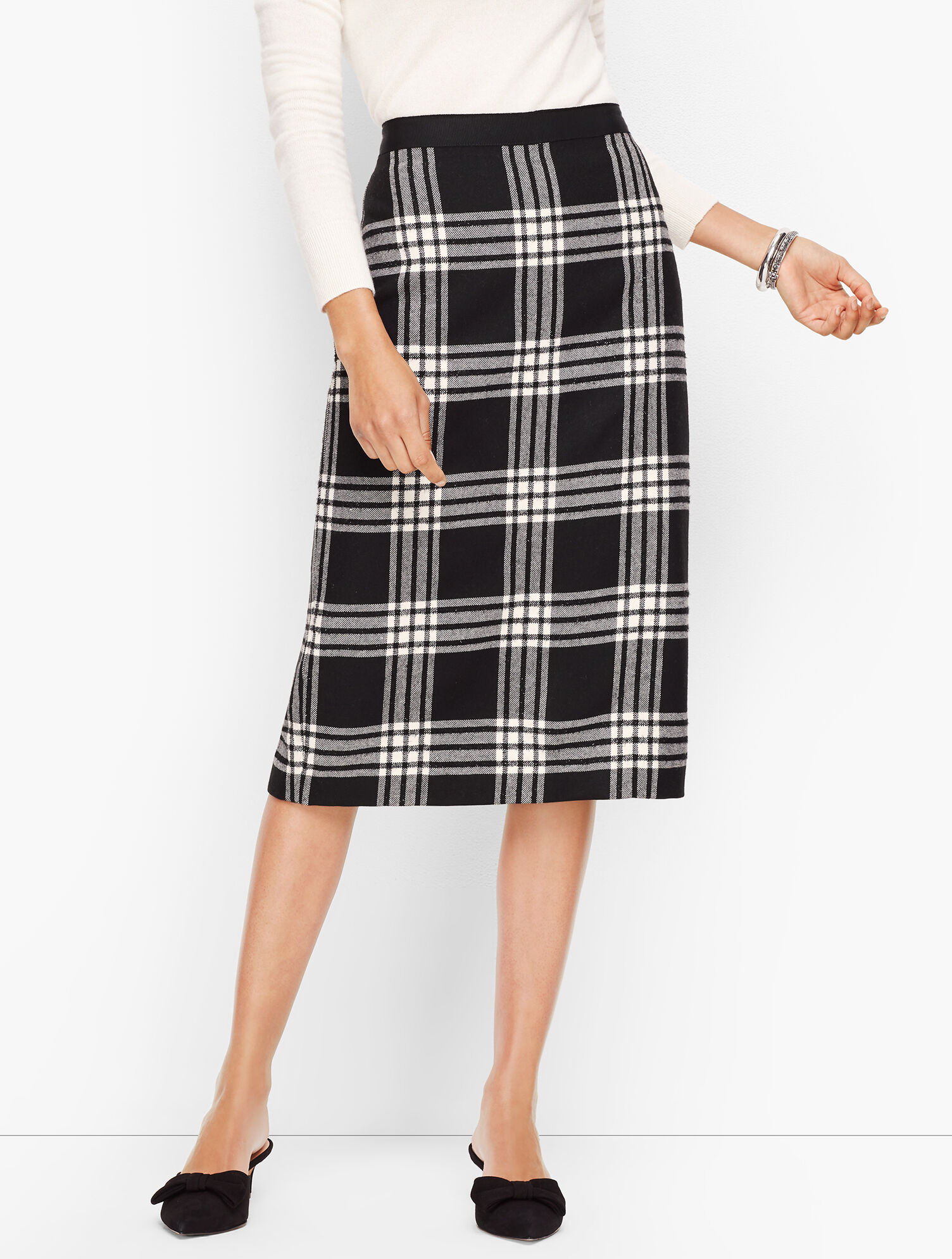Plaid Sparkling Pencil Skirt
