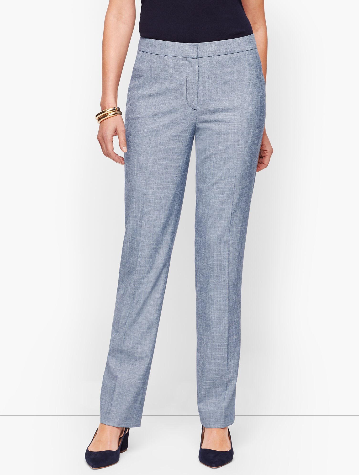 Sharkskin Straight Leg Pants