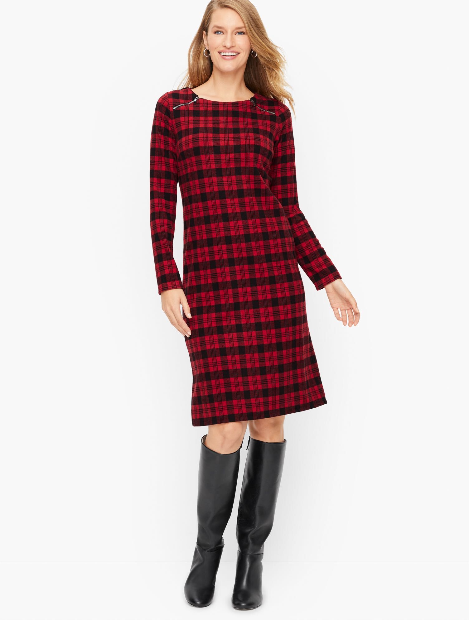 open lace back dress Online Vintage Store | 70's Red Plaid Dress main image 1