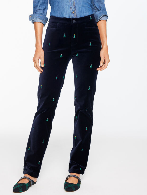 Straight Leg Velveteen Pants - Holiday Critter