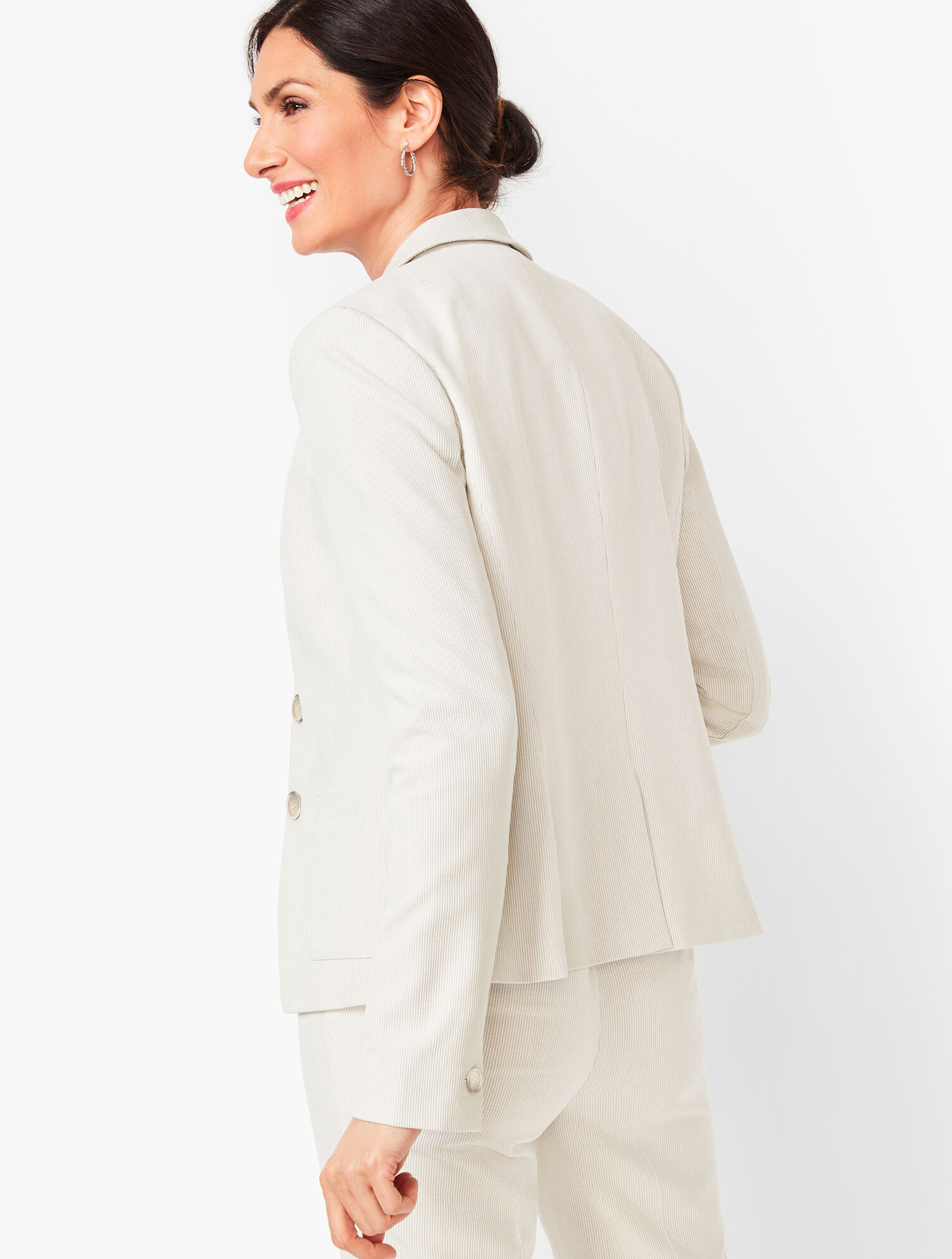 Corded-Stripe Two-Button Blazer