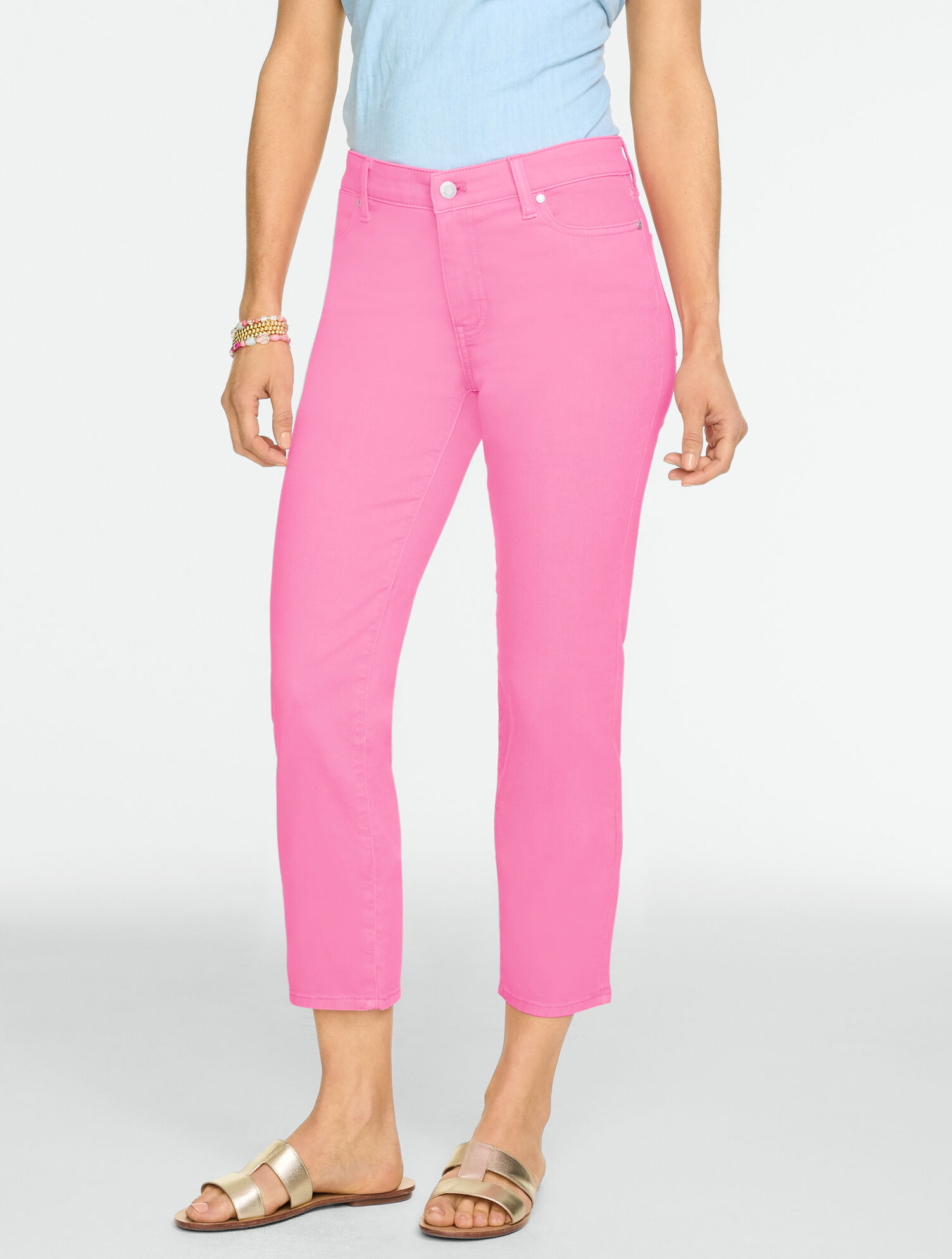 Straight Crop Lightweight Jeans - Solids
