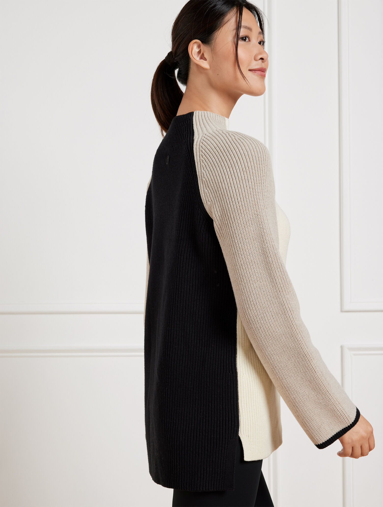 Talbots Colorblock Coolmax® Colorblock Mockneck Sweater | Talbots
