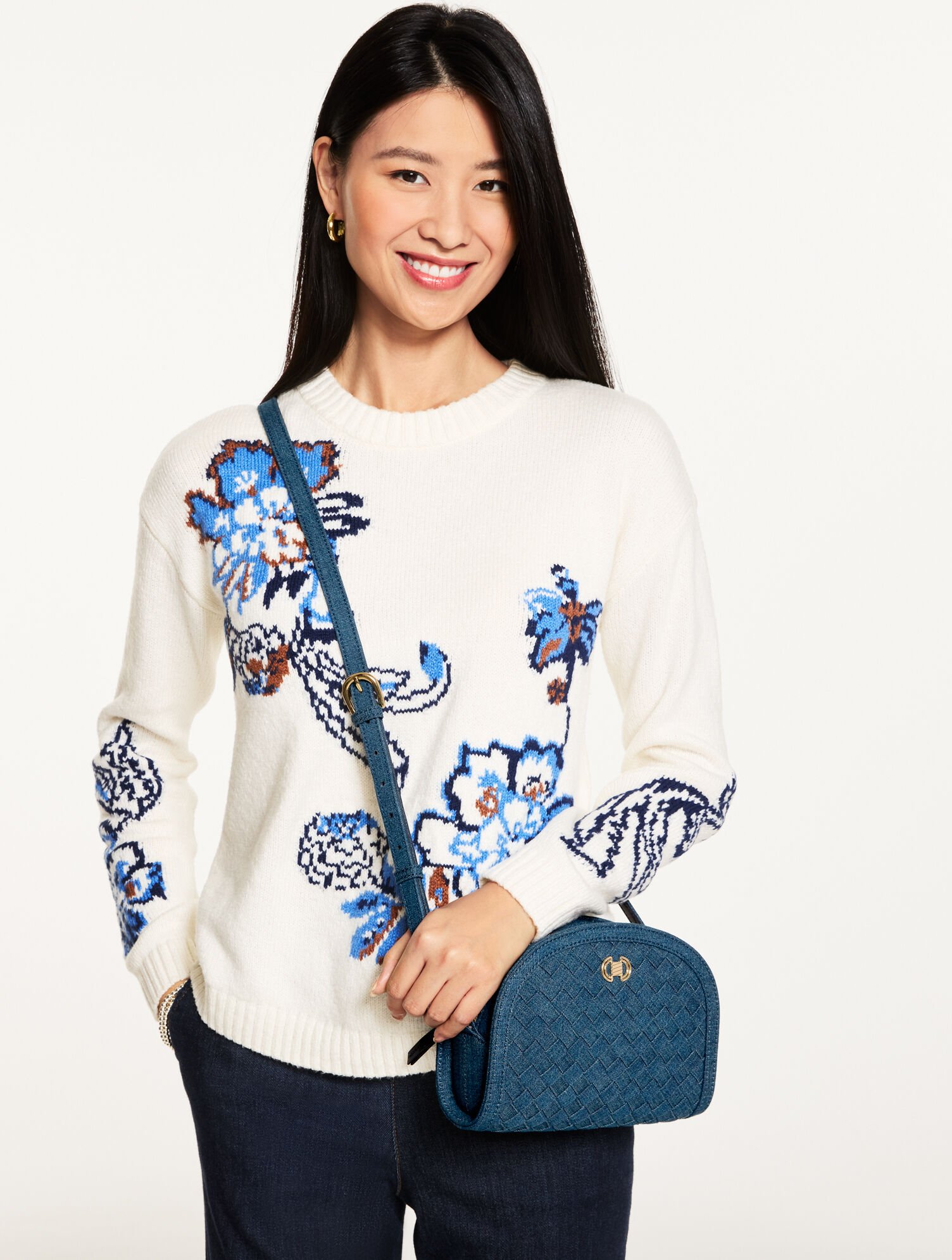 Rory Woven Denim Crossbody Bag