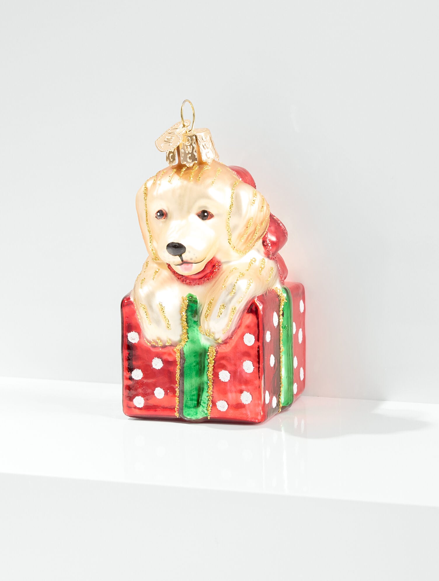 Old World Christmas Golden Puppy Surprise Ornament