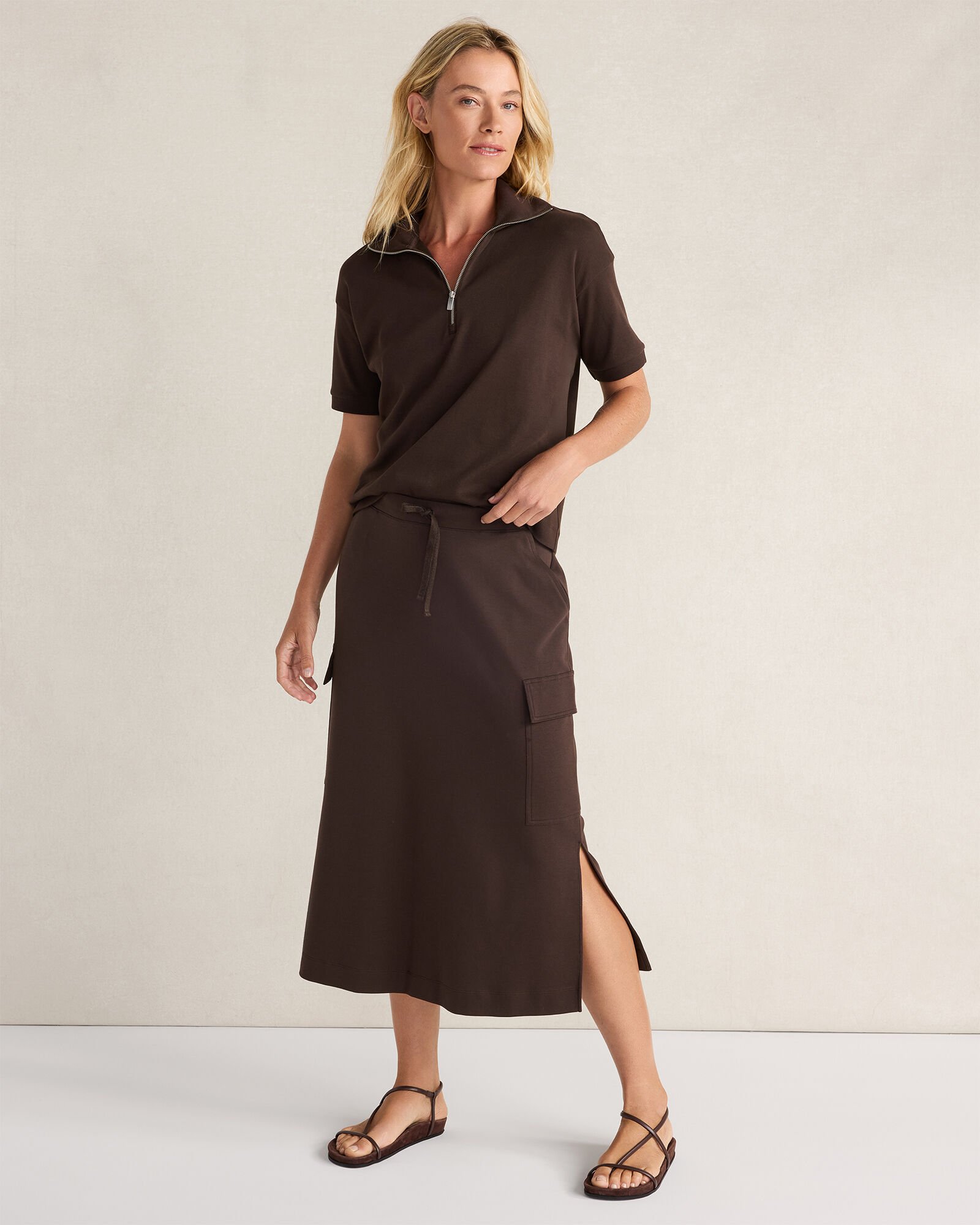 Organic Cotton Interlock Cargo Skirt