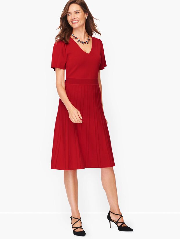 Flutter Sleeve Fit & Flare Dress | Talbots