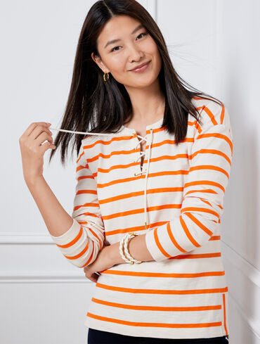 Lace Up Top - Irving Stripe