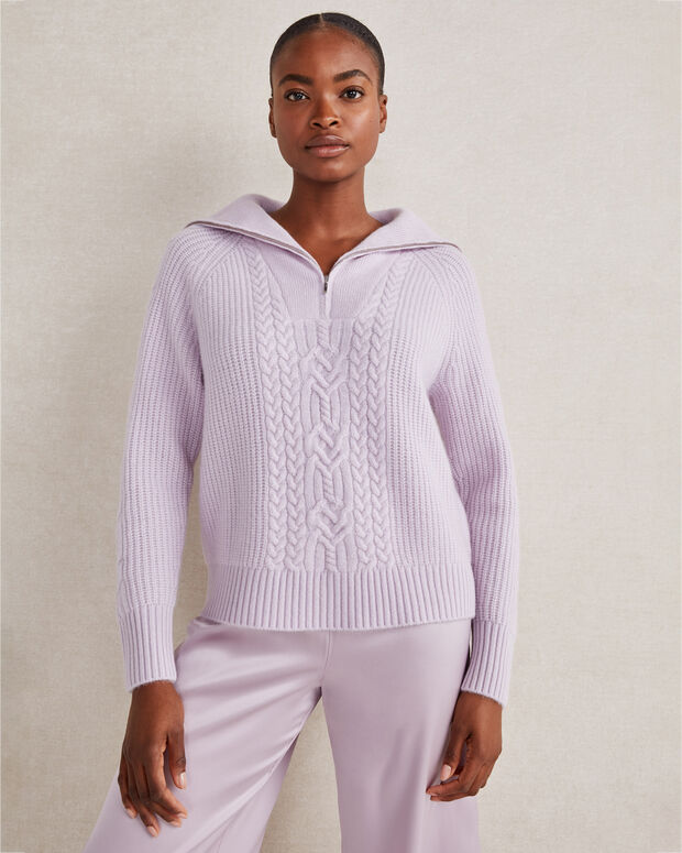 Cashmere Cable Knit Half Zip