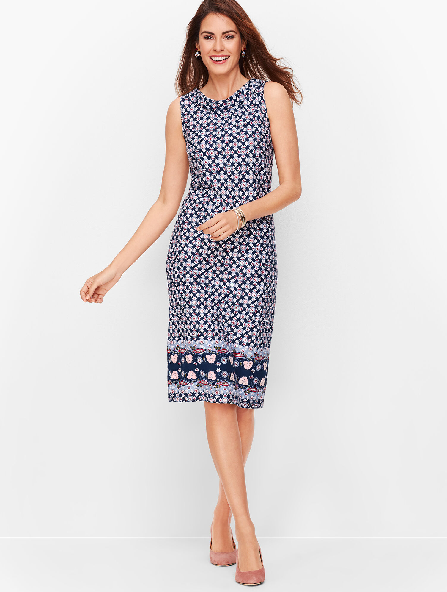 Audrey Knit Shift Dress - Border Print | Talbots