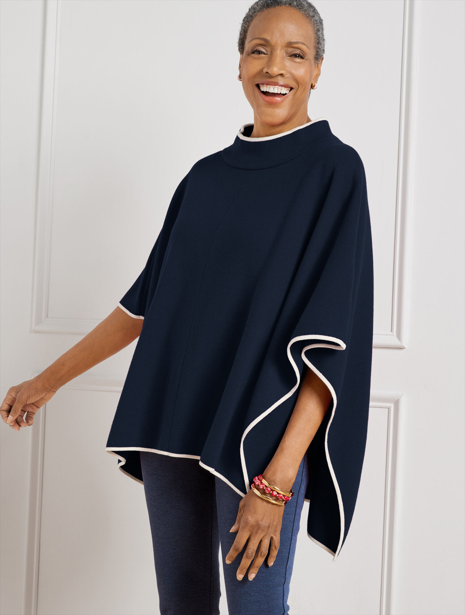 FUNNEL NECK KNIT PONCHO NOTES FROM THE BLUE ROOM