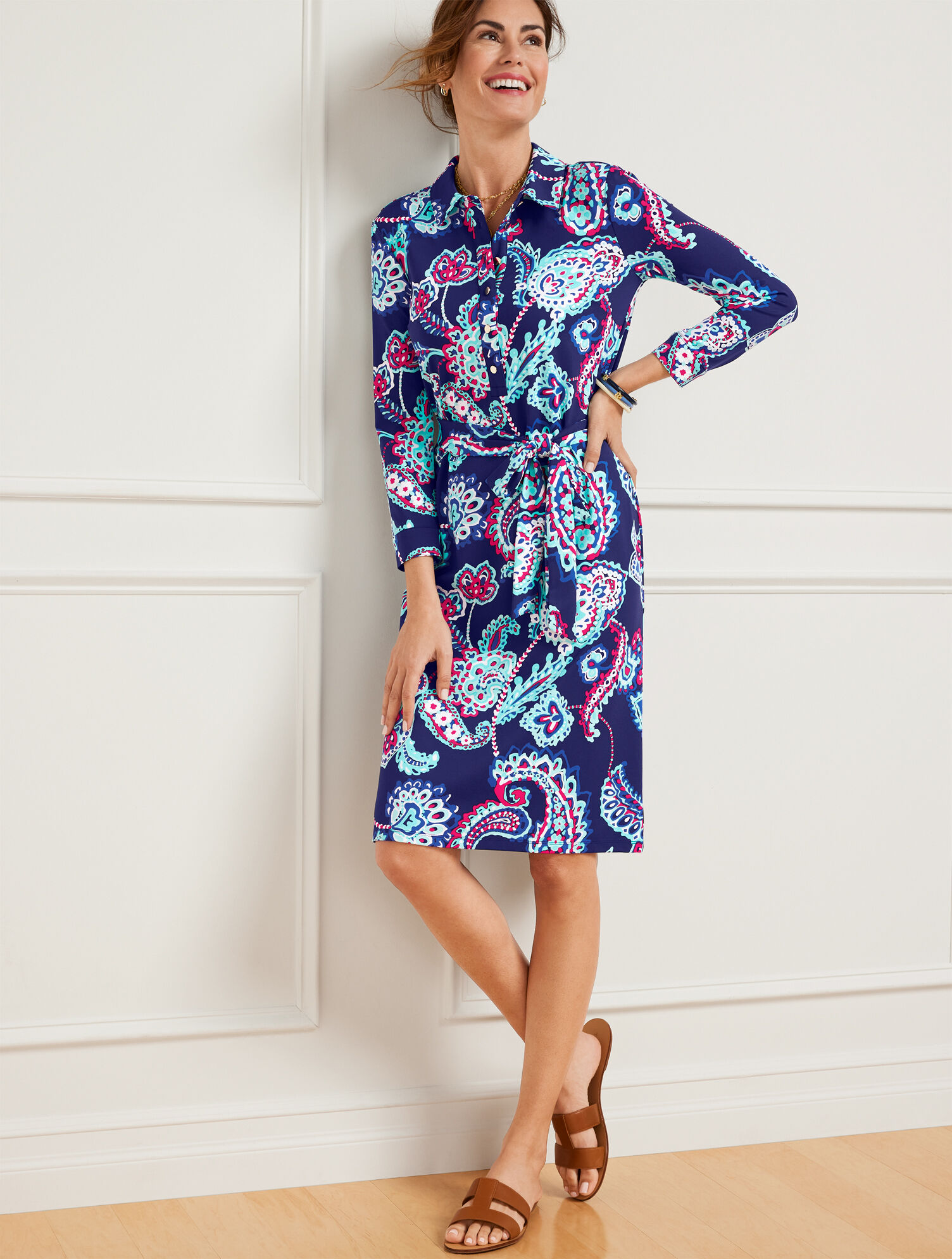 Talbots Effortless Jersey Popover Dress Paisley Talbots