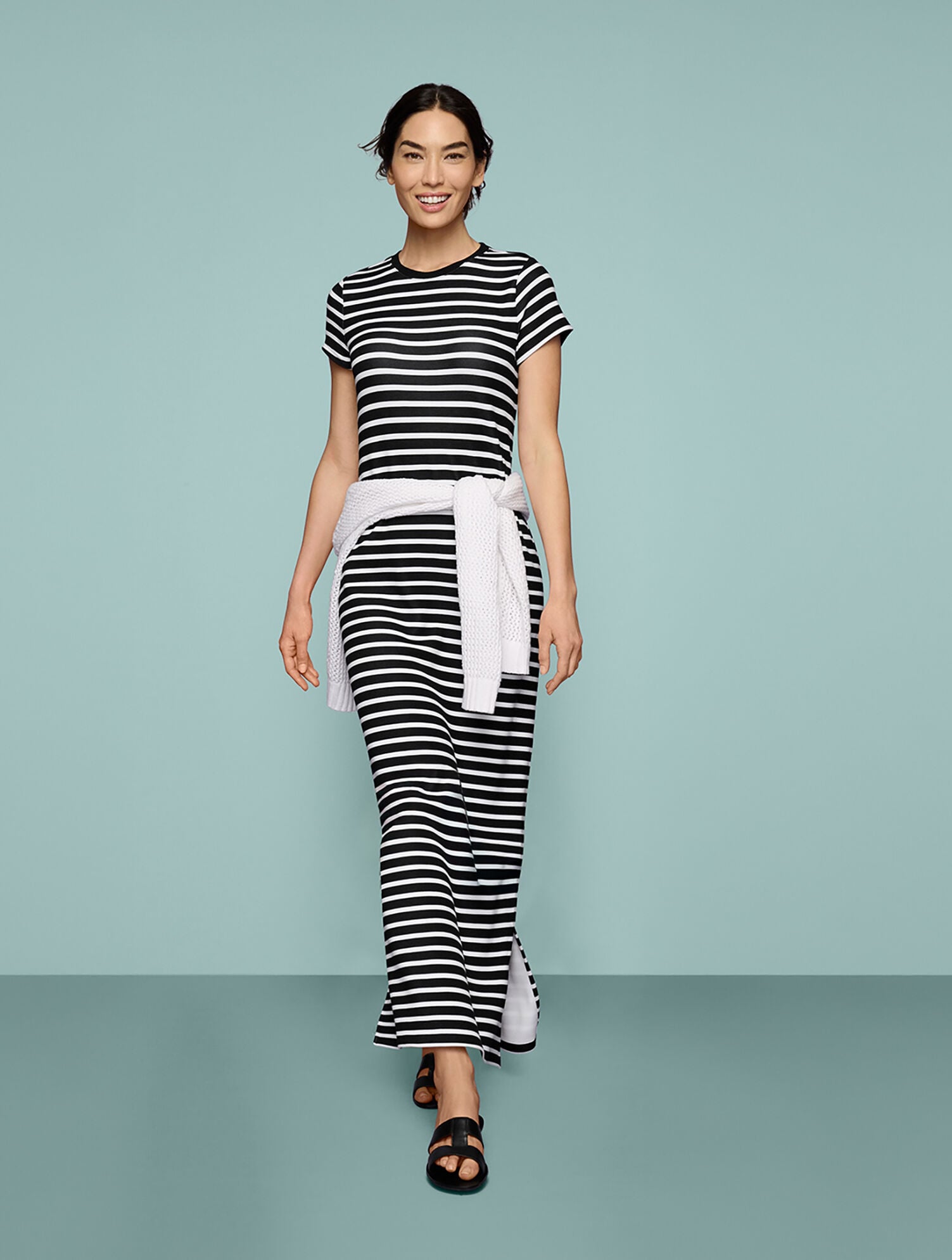 AirKnit Stretch Maxi T-Shirt Dress - Crocus Stripe | Talbots AirKnit Stretch Maxi T-Shirt Dress - Crocus Stripe | Talbots